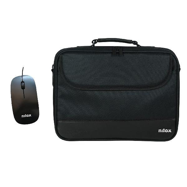 Maletin nilox duro + mouse raton para portatil 15.6 pulgadas negro
