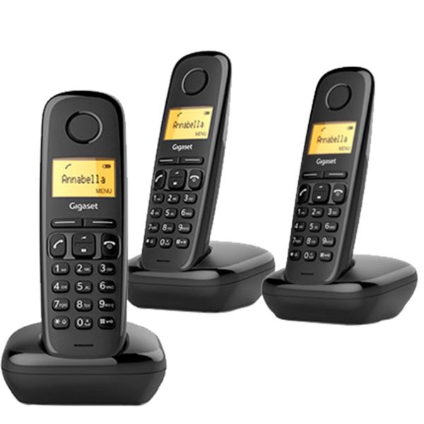 Telefono fijo inalambrico gigaset a170 trio negro 50 numeros agenda -  10 tonos
