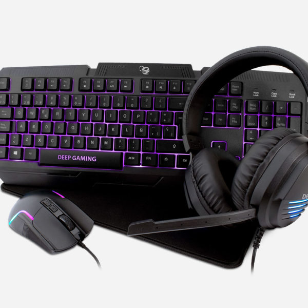 Kit teclado + raton + auriculares + alfombrilla deep gaming x - wing 2