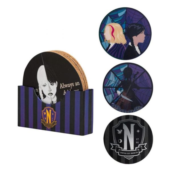 Juego 4 posavasos cinereplicas miercoles miercoles addams
