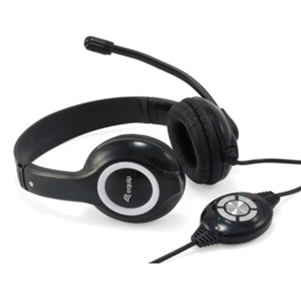 *Auricular equip usb + microfono flexible control de volumen negro