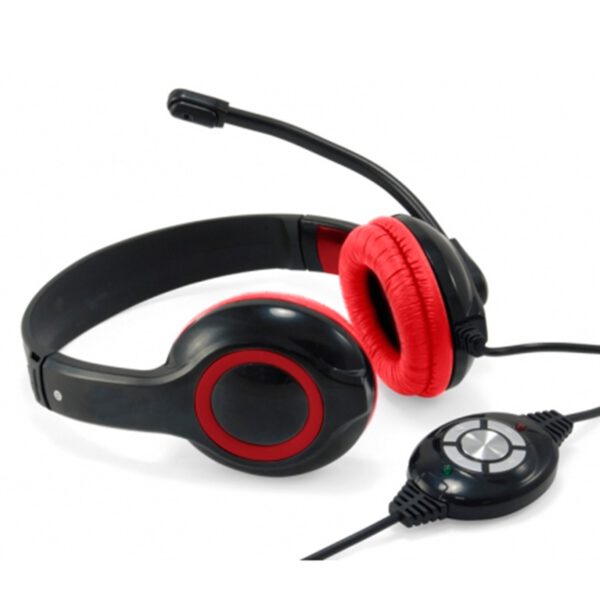 *Auricular conceptronic usb + microfono flexible control de volumen negro -  rojo