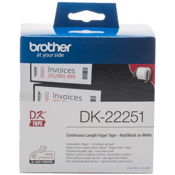 *Etiquetas cinta continua brother dk22251 negro -  rojo 62mm 15.24m