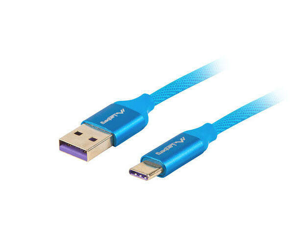 *Cable usb lanberg 2.0 macho - usb tipo c macho 5a 1m azul