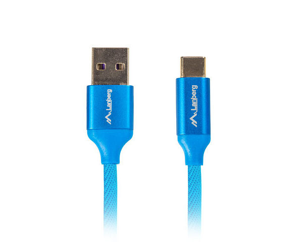 *Cable usb lanberg 2.0 macho - usb tipo c macho quick charge 3.0 0.5m azul