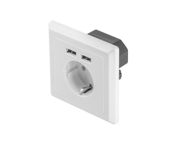 *Roseta pared lanberg 230v schuko 16a 2x usb 2.1 a blanco