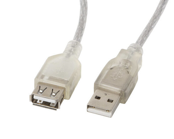 *Cable alargador lanbergusb 2.0 macho hembra ferrita 1.8m transparente