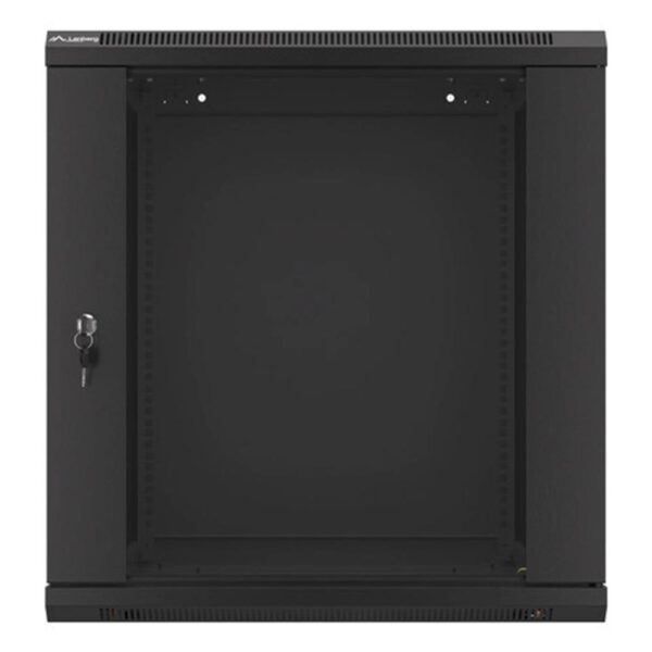*Armario lanberg mural rack 19 pulgadas 12u - 600x600 auto ensamblado negro puerta de cristal