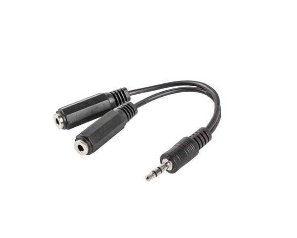 *Adaptador lanberg jack stereo macho a jack stereo hembra x2 10 cm negro