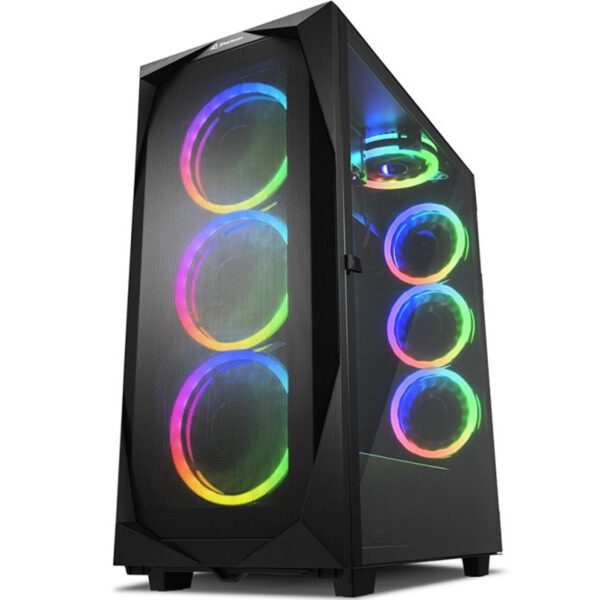 *Caja atx sharkoon rev300 2xusb3.0 rgb sin fuente negro