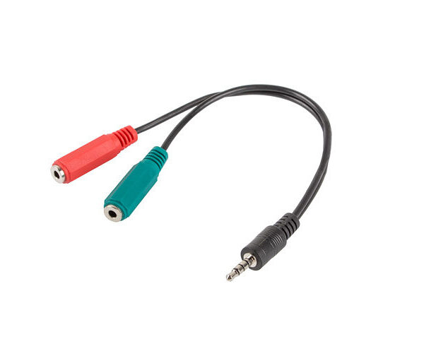 *Adaptador lanberg minijack 3.5mm m 4pin 2x minijack 3.5mm h 3pin
