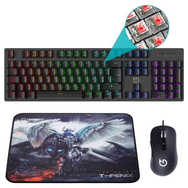 *Pack hiditec teclado gaming gk400+raton blitz + alfombrilla t - fenix m