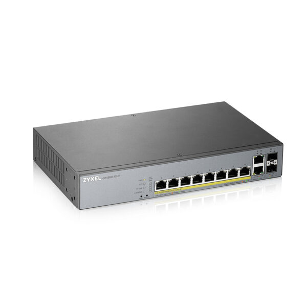 *Switch 12 puertos zyxel gs1350 - 12hp 12x gigabit poe 130w gestionable enracable
