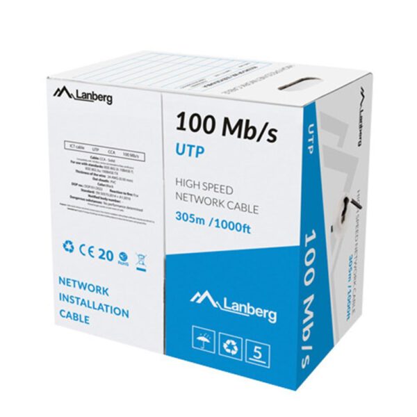 *Bobina 100mb - s lanberg utp 305m solid cca negro