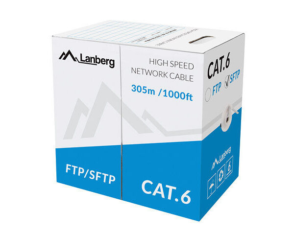*Bobina cat.6 lanberg sftp 305m solid cu cpr + fluke passed gris