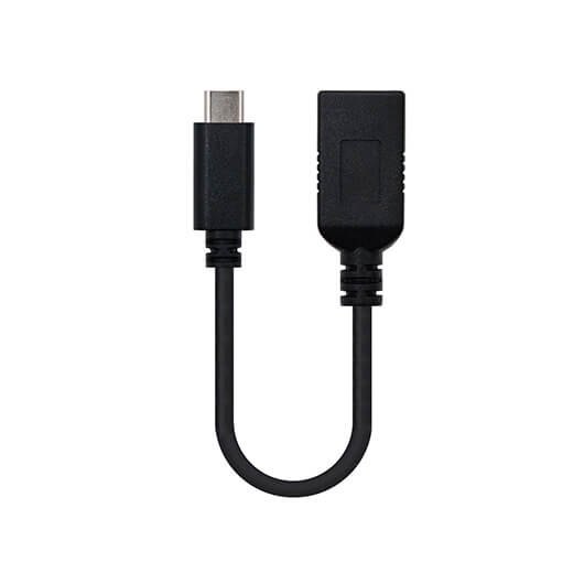 *Cable otg usb tipo a 3.1 a usb tipo c 3.1 nanocable 15cm -  hembra - macho -  negro
