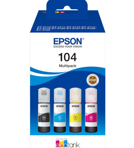 *Multipack botellas epson ecotank 104 negro cian magenta amarillo