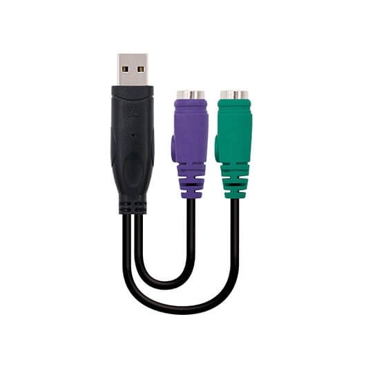 *Adaptador usb a 2 x ps - 2 nanocable 15cm -  macho - hembra -  negro