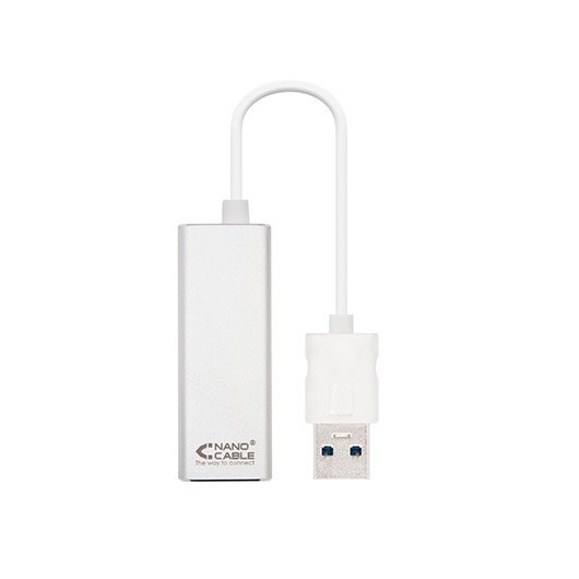 *Cable conversor usb 3.0 a gigabit ethernet nanocable 10 - 100 - 1000mbps 15cm -  macho - hembra -  aluminio