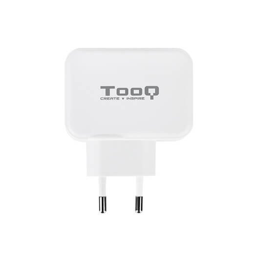 *Cargador de pared doble tooq usb tipo c 3a -  usb tipo a 2.4a - 27w -  blanco