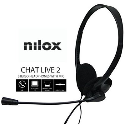 *Auriculares nilox microfono control vol negro alambrico doble jack