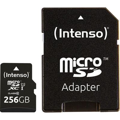*Tarjeta memoria micro sd intenso 256gb uhs - i cl10 + adaptador sd