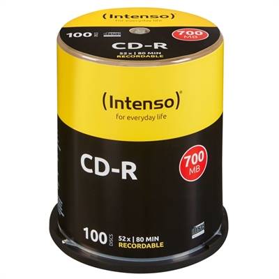 *Tarrina de cd - r virgenes intenso 700mb - 80 min tubo 100 unidades