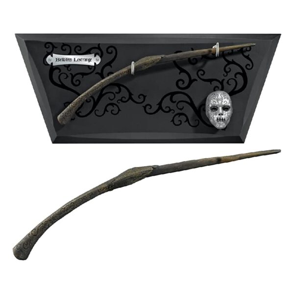 *Replica the noble collection harry potter varita en expositor con mascara bellatrix lestrange