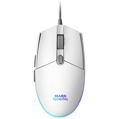 *Mouse raton mars gaming mmgw optico usb 6 botones 3200ppp rgb blanco