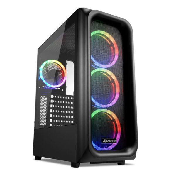 *Caja ordenador gaming sharkoon tk5m atx 2 x usb 3.2 1 x usb tipo c 4 x 120mm rgb negro