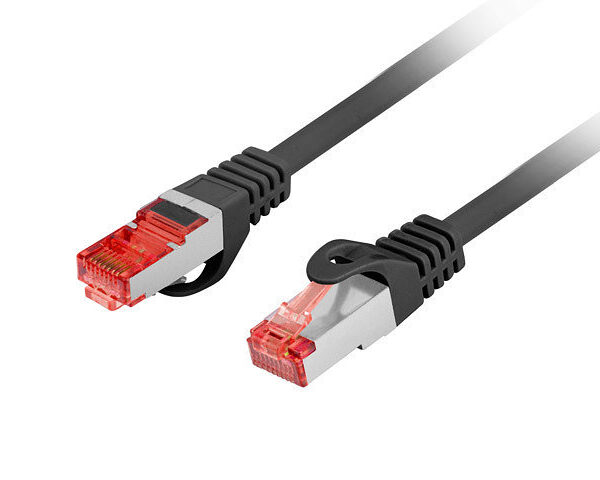 *Cable red lanberg latiguillo cat.6 s - ftp lszh cu 0.25m negro fluke passed