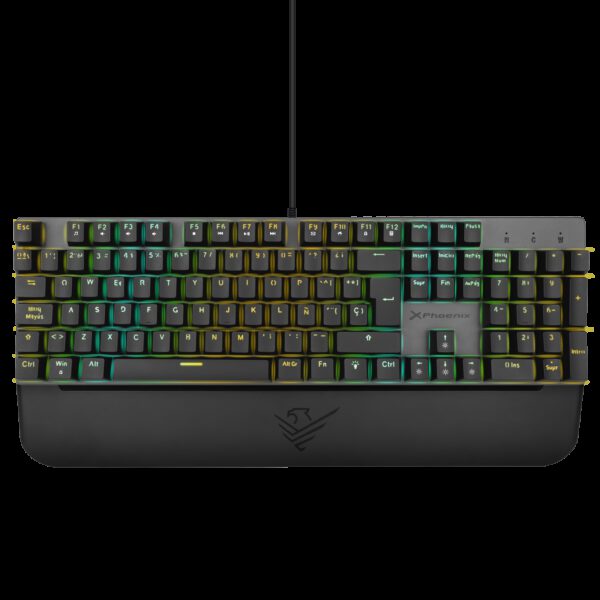 *Teclado mecanico gaming phoenix mk1 elite full rgb configurable switches brown usb con reposamuñecas