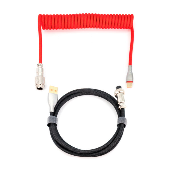 *Phoenix kioru cable aviador en espiral con conector tipo c para teclados gaming negro y rojo