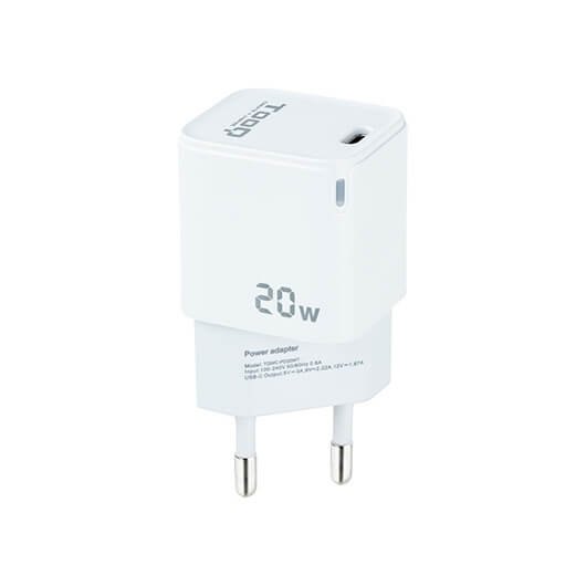 *Cargador de pared tooq usb - c blanco 20w
