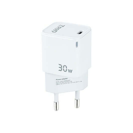 *Cargador de pared tooq usb - c blanco 30w