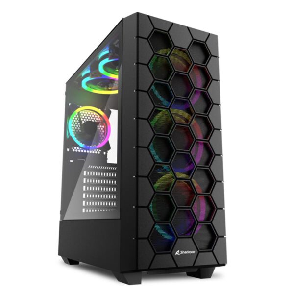 *Caja ordenador gaming rgb hex atx 2 x usb 3.0 1 x usb tipo c sin fuente negro
