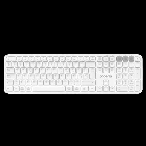 *Teclado inalámbrico multidispositivo phoenix k300 blueooth dual y 2.4ghz blanco