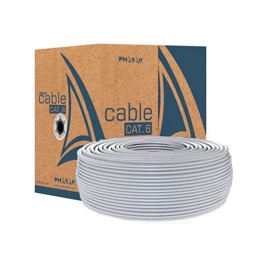 *Bobina cable red solido phasak utp cat.6 awg23 cca 100m gris