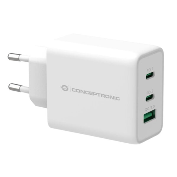 *Cargador conceptronic carga rapida pd 1 puerto usb tipo a - 2 puertos usb tipo c - althea - 65w - blanco