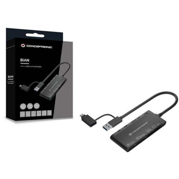 *Lector de tarjetas externo usb tipo c -  usb tipo a 7 en 1 conceptronic bian03b usb 3.0 sd - sdhc - sdxc mmc ms m2 ct xd micro sd -  t flash