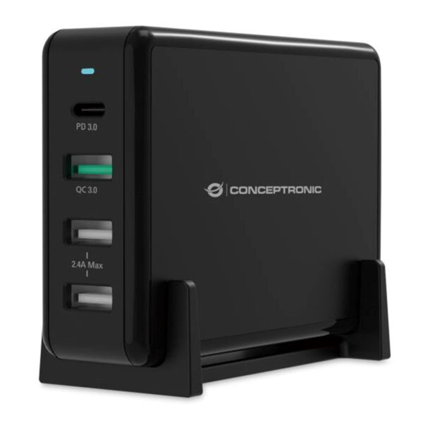 *Cargador conceptronic ozul01b carga rapida pd 3 x usb tipo a - 1 x usb tipo c - 65w