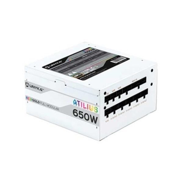 *Fuente de alimentacion unykach atilius white gaming atx 650w