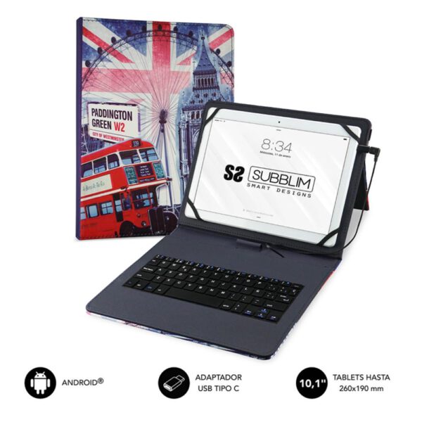 *Funda + teclado subblim keytab usb tipo c 10.1 pulgadas england