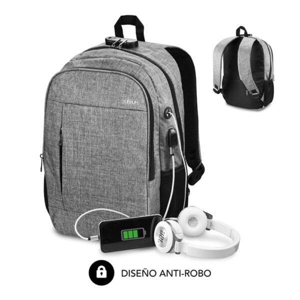 *Mochila subblim urban lock para portatil 16 pulgadas gris