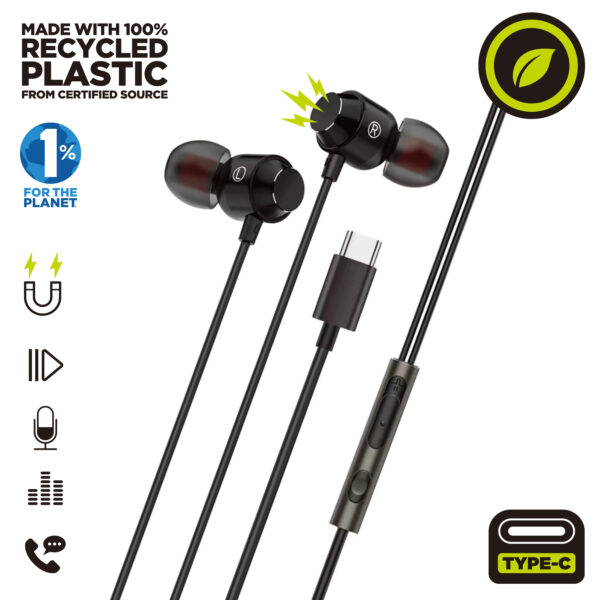 *Auriculares magneticos muvit m32 usb tipo c negro