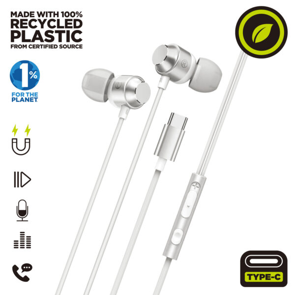 *Auriculares magneticos muvit m32 usb tipo c blanco