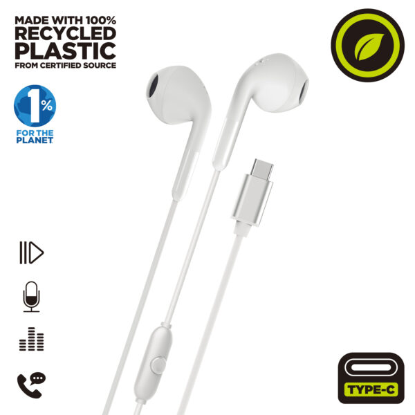 *Auriculares muvit e58 usb tipo c blanco