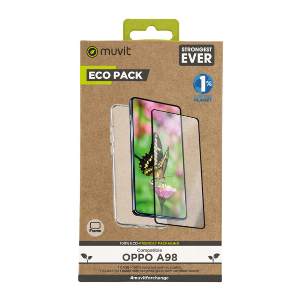 *Funda muvit para oppo a98 + protector de pantalla vidrio templado plano marco negro