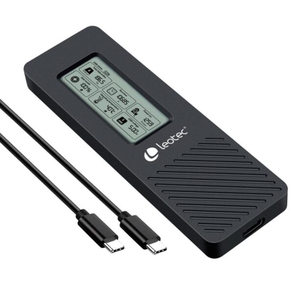 *Caja externa leotec para discos m.2 usb tipo c con panel lcd