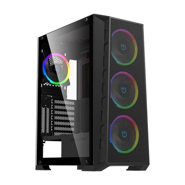 *Caja ordenador gaming hiditec e - atx mh12 metal mesh argb cristal templado negro